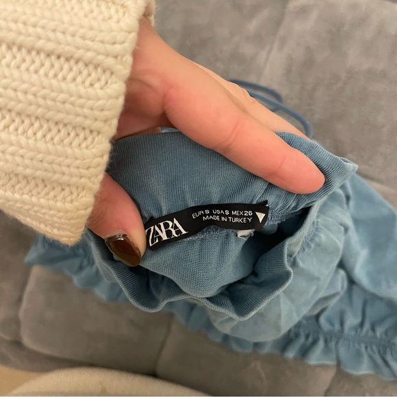 Zara Light Blue Ruffled Top - Picture 2 of 2